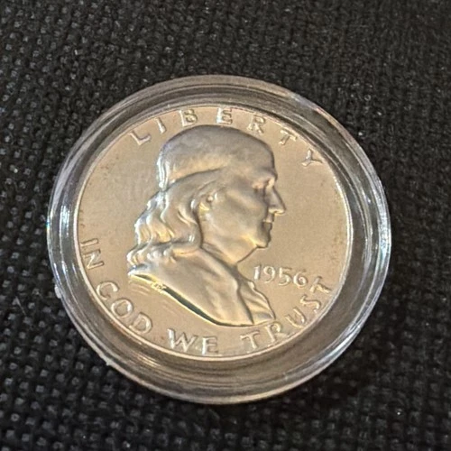 1956 Franklin Half Dollar 90% Silver Proof No Mint Mark In Capsule Estate Coins