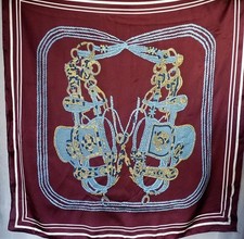 SADDLE EQUESTRIAN FLORAL SILK SCARF 26" SQUARE