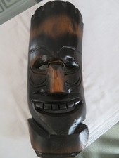 Vintage Carved Tiki Tribal Mask w/ Teeth Wall Art 16"