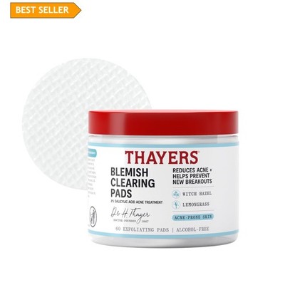 60ct Alcohol-Free Acne Pads with Witch Hazel and Lemongrass - Thayers