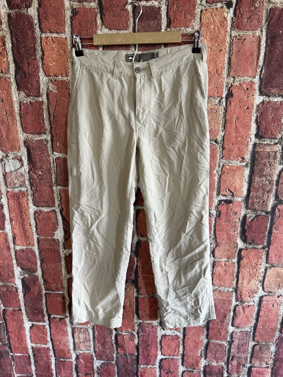 REI Mens Ivory Outdoor Chino Hiking Pants Nylon Size 28 x 28