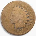 1874 Indian Head Penny Cent About Good (AG)
