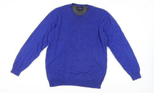 Marks & Spencer Men's Blue Cotton Pullover Jumper - S