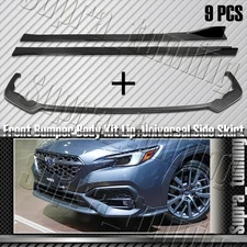 Carbon Look Front Bumper Spoiler Lip + Side Skirt 9PCS Fit 2022-2025 Subaru WRX