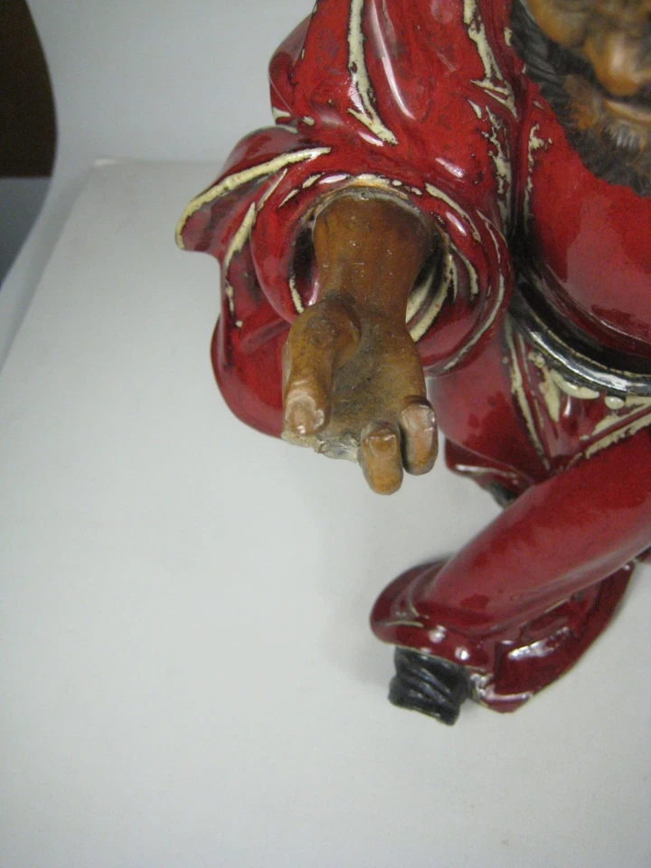 Estátua de cerâmica pintada da China meados do século XX Zhongshan Kui Chungkuel Deus Fan Fu - Imagem 4 de 4