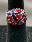 vintage sterling silver red & blue enamel ring size 6