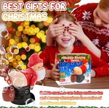 Santa Claus Bubble Machine with Music and LED Lights, Christmas Toy for Kids