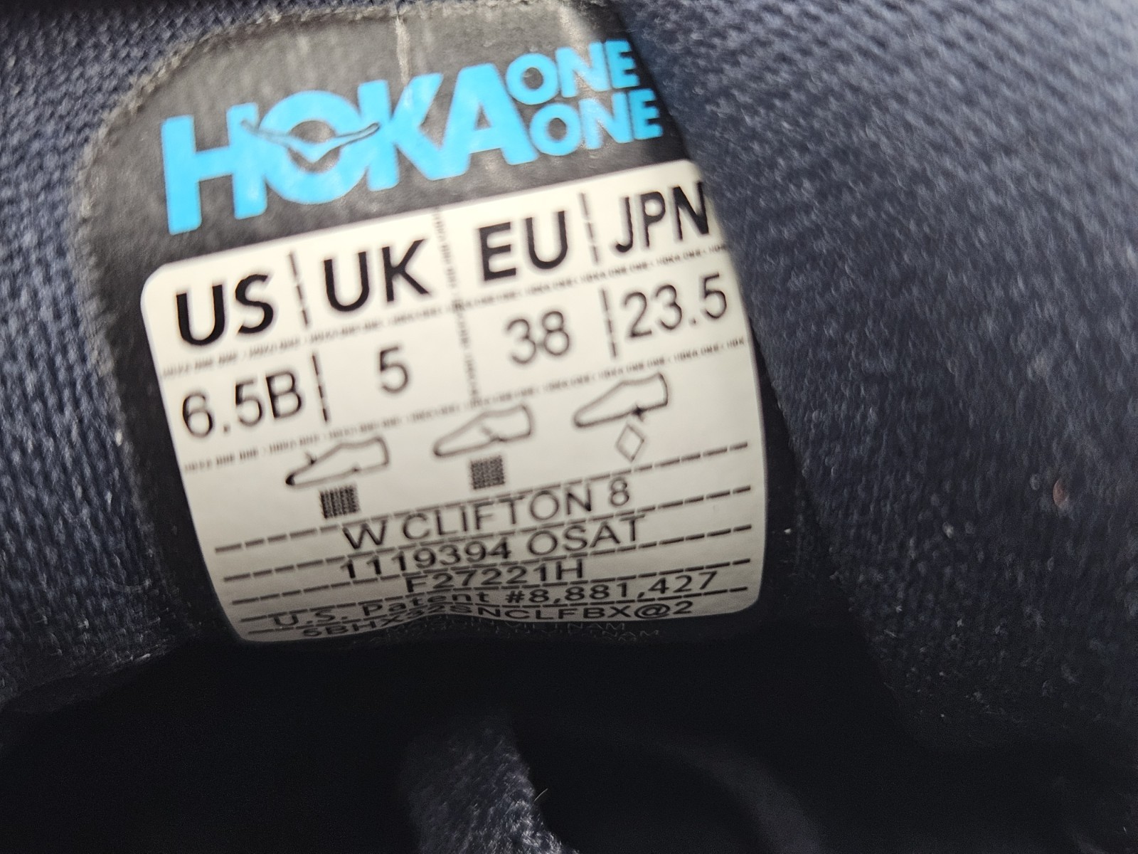 Hoka One One Womens Clifton 8 1119394 OSAT Blue Casual Shoes Sneakers Size 6.5 B thumbnail 7