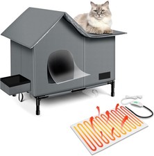 Heated Cat House,Removable Weatherproof Cat Houses Outdoor Cats W/ Heating Pad