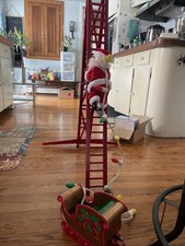 Vintage Mr. Christmas Stepping Santa Ladder Climbing Animated Musical Lights Box