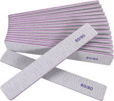 80/80 Grit Nail Files 12 Pack , Heavy Coarse Emery Boards for Acrylic Nails and