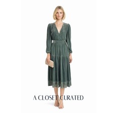 Ulla Johnson Lena Velvet Midi Dress 0 Green