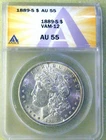 1889-S  Silver dollar VAM 12  AU55, certified
