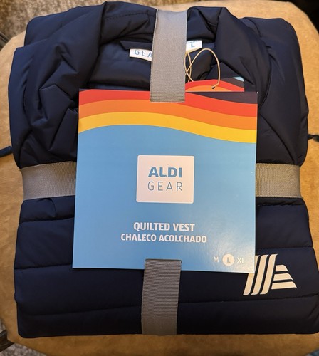 ALDI GEAR GIUBBOTTO PIUMINO TRAPUNTATO BLU NAVY logo riflettente UOMO L LARGE 2025 - Foto 1 di 3