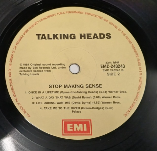 HARD TO FIND Talking Heads "Stop Making Sense" 1984 Aust 1st.Press EX Vinyl LP - Picture 13 of 16