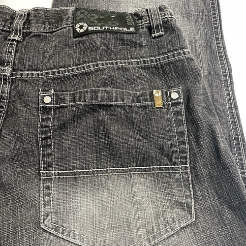 Vintage Southpole Jeans Men’s 36x31 Black 4180 Faded Denim Baggy Wide Leg Y2K - Picture 2 of 13