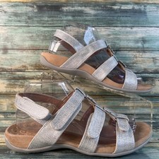 Vionic Womens Amber Orthotic Sandals Size 8M Silver Arch Support Comfort Walking