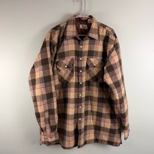 Vintage Sears Quilted Flannel Shirt Jacket Mens XL Tall Plaid Insulated Shacket
