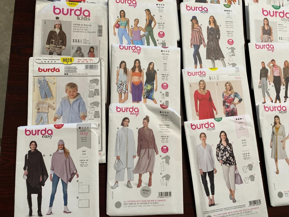 Lote a granel de 50+ patrones de costura BURDA sin cortar patrón de ropa para mujer Foto 3 de 4
