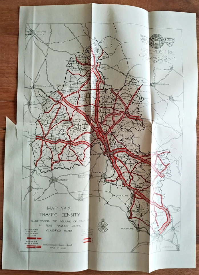 1931 Antique Map of Oxfordshire - Traffic Density - Image 1 of 1