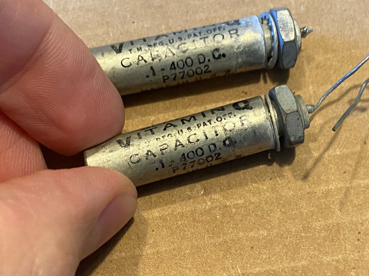 2 NOS Vintage Sprague .1 uf 400v PIO Tone Capacitors Vitamin