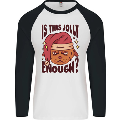 Baseball-T-Shirt Christmas Cat Is This Jolly Enough lustig für Herren L/S