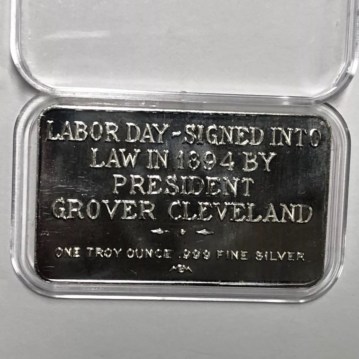 1973 Labor Day President Cleveland 1 Troy Oz .999 Fine Silver Bar