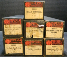 Vintage Lot Of 7 Imperial Song Record Player Piano Rolls In Original Boxes VG