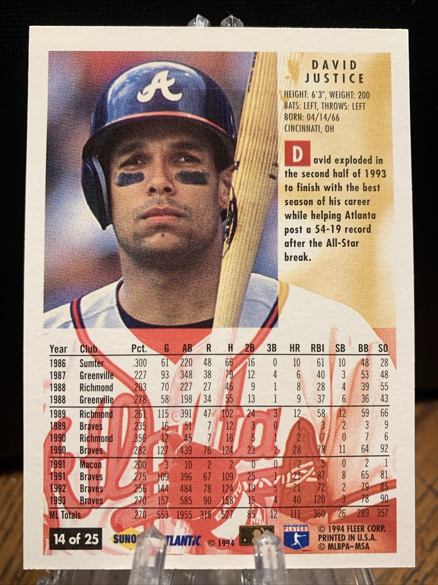 470 大リーグカード　デービッド.ジャスティス 1994 Fleer Sunoco #14 David Justice | eBay