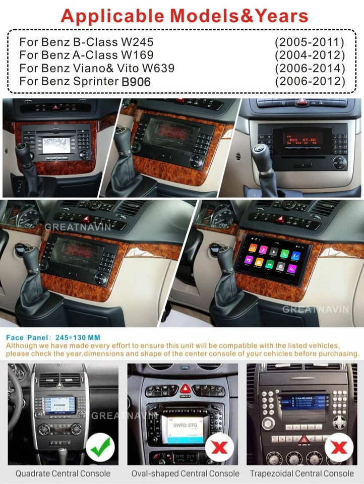 9'' Autoradio CarPlay für Mercedes Benz Klass W639 Vito Viano W906 SAT NAV +BT - Bild 2 von 4