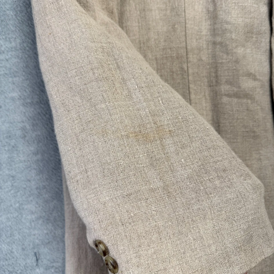 VTG GAP Blazer Mens Large Beige Linen Sport Coat Jacket Three Button Old Money - Image 3 of 4