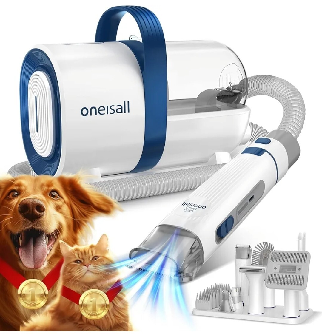 Oneisall Dog Hair Vacuum & Dog Grooming Kit, Pet Grooming Nail Clipper BRAND NEW