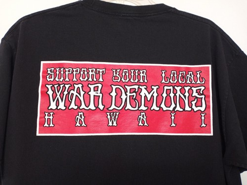 RARE Outlaw MC Support War Demons Hawaii 1% MC Black T-shirt Size Large* - Picture 3 of 7