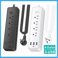 Wall Mountable USB Surge Protector Power Strip with USB Ports 4 Outlet US Plugs