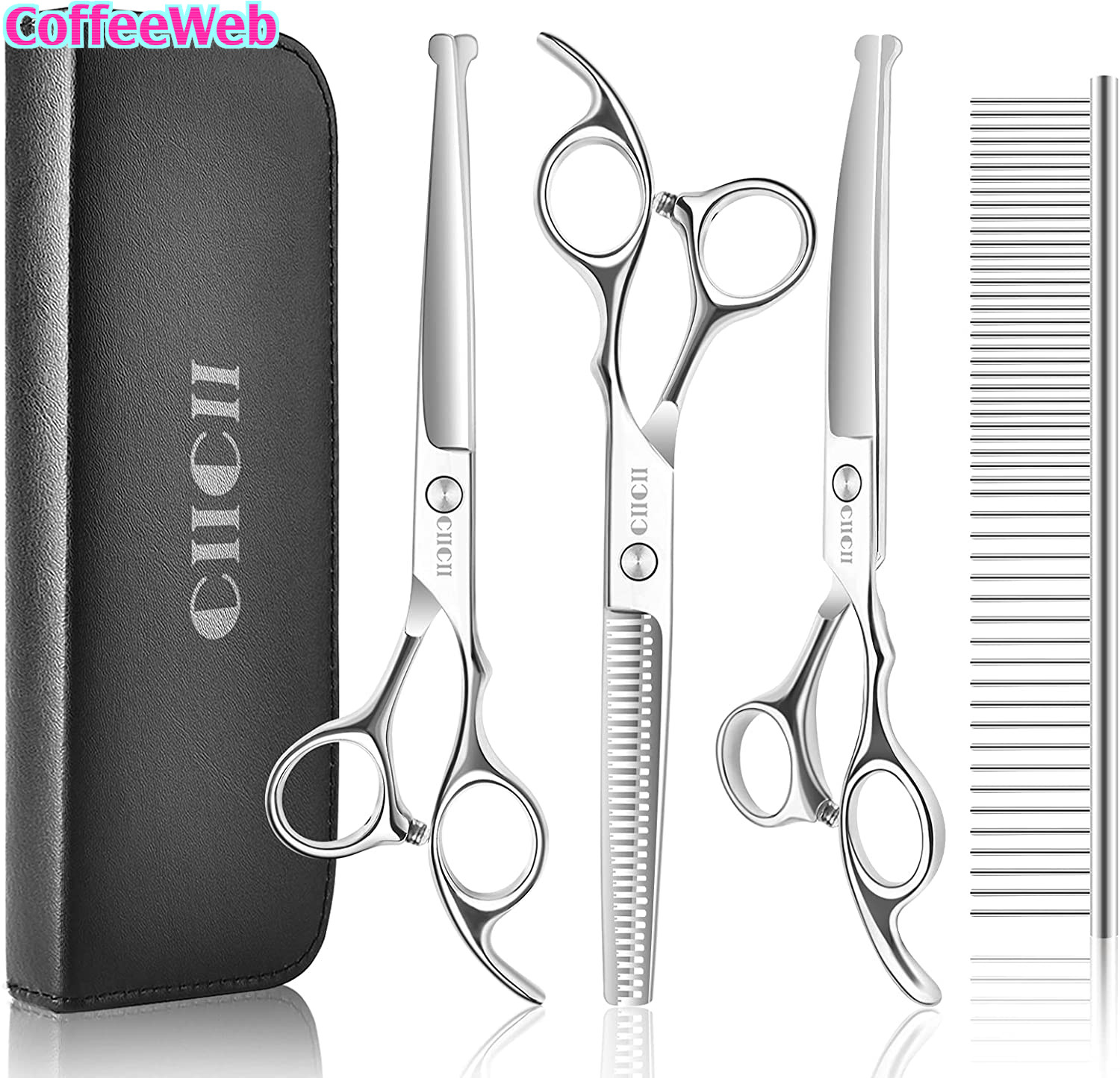 Forbici Toelettatura Cani, 6,5" Set Forbici per Cani Professionali (Cane/Gatti