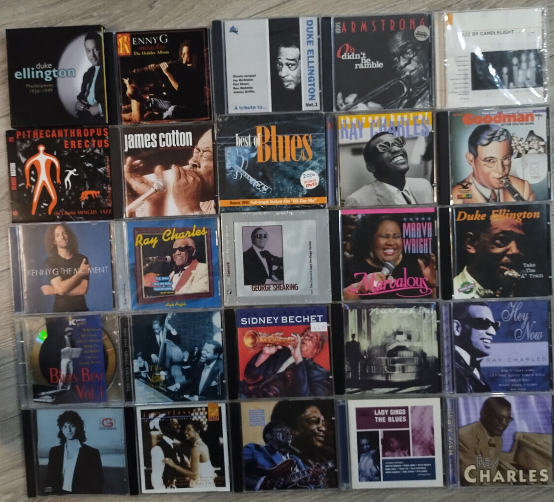 LOT 28 CD - JAZZ, BLUES, OLDIES. CHARLES, ElLINGTON, COTTON, KENNY G, BECHET