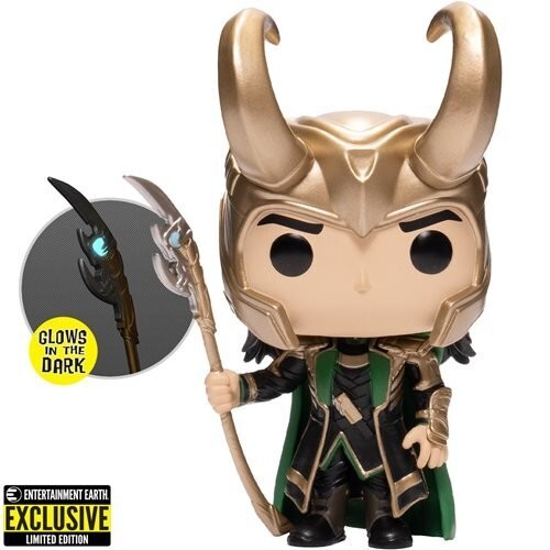 FUNKO POP Avengers Loki with Scepter #985 EE Exclusive Glow in