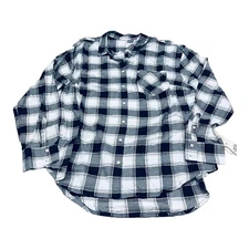 A.N.D  EWAY Women's Black & White Flannel Pattern Long Sleeve Top Size XL NWT