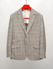HACKETT Mayfair Check Grey Wool/Linen/Silk 2Btn Blazer EU 54R / UK,US 44R