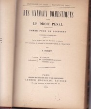 Book French Des Animaux Domestiques dans le droit penal old 1904