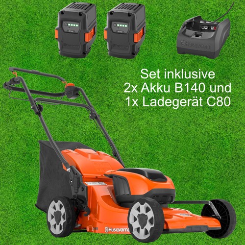 Husqvarna Akku Rasenmäher LC 142iS inkl 2x Akku B140 und Ladegerät C80
