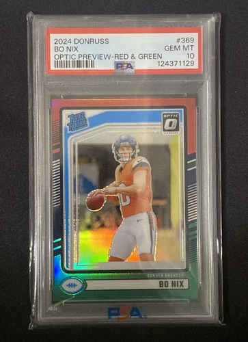 2024 PANINI DONRUSS #369 BO NIX OPTIC PREVIEW-RED & GREEN GEM MINT PSA 10