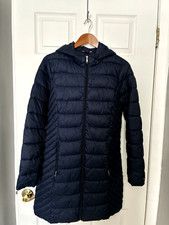 Tommy Hilfiger Women Long Puffer Coat Medium Blue Excellent Condition