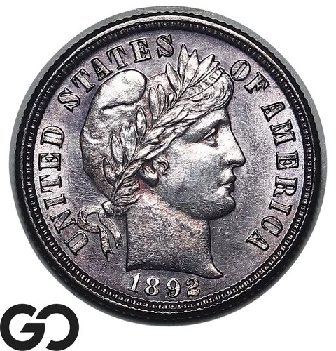 1892 Barber Dime, Beautiful Gem BU++