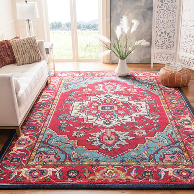 Safavieh Monaco Collection Area Rug - 5 Square Red Turquoise Boho Oriental