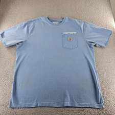 Carhartt Shirt Mens 2XL Blue Loose Fit Pocket Tee Workwear Cotton