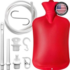 2L Home Enema Bag Kit with 2 Tips, 60 Inch Silicone Hose, Controlable Flow Valve