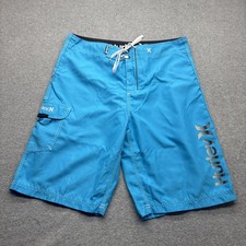 Hurley Board Shorts Mens 32x10" Phantom Swim Trunks Blue Pocket Logo