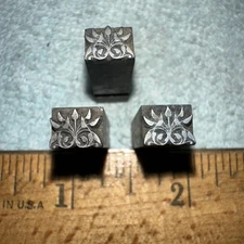3 Printing Blocks “ Borders “ Ornamental Lead Blocks. Nice Lines! #2