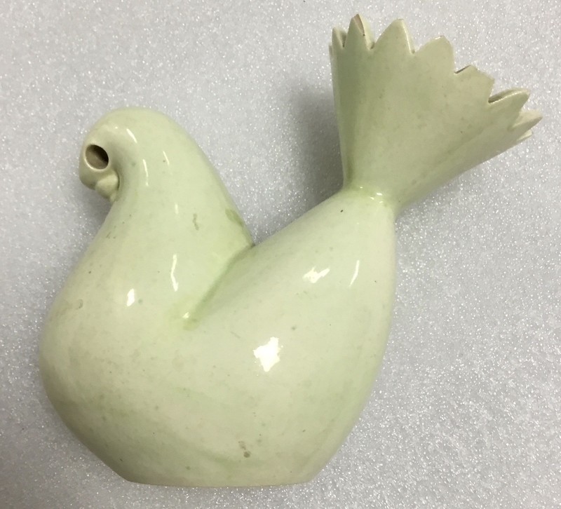 RARE Vintage Handmade Ceramic Green Color Dove Bird
